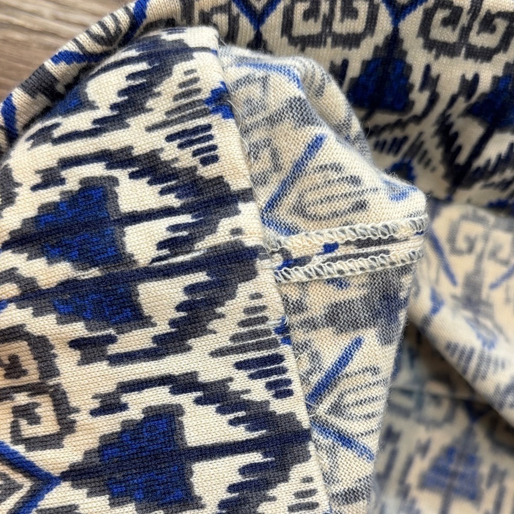 Vintage Goldworm Virgin Merino Wool Blue and Cream Patterned Dress Made In Italy - Picture 8 of 15